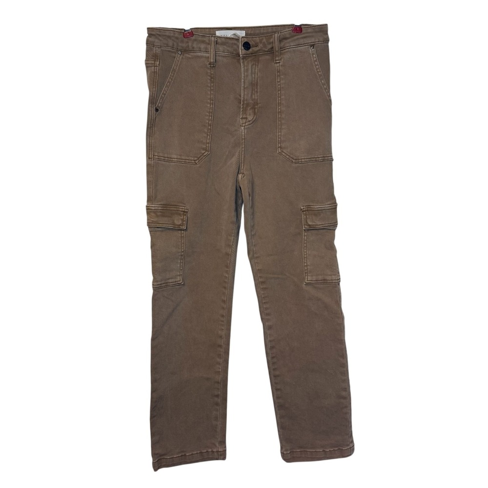 Risen Womens Pants High Rise‎ Cargo Roll Up Slim Straight Leg RDP5644 Tan 9/29